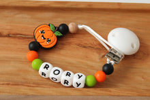 Load image into Gallery viewer, Personalised Halloween Pumpkin Dummy clip