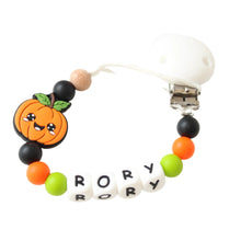 Load image into Gallery viewer, Personalised Halloween Pumpkin Dummy clip