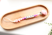 Load image into Gallery viewer, Personalised Bow Dummy clip Pink and Purple