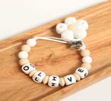 Load image into Gallery viewer, Personalised White Flower Dummy clip