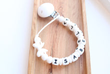 Load image into Gallery viewer, Personalised White Bow Dummy clip