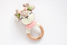 Load image into Gallery viewer, Personalised Rattle Crochet Elk with Flowers