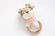 Load image into Gallery viewer, Personalised Rattle Crochet Elk with Flowers