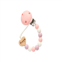 Load image into Gallery viewer, Baby pink dummy clip with name