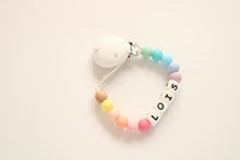 Load image into Gallery viewer, Personalised Pastel Rainbow Dummy Clip