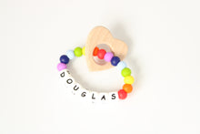 Load image into Gallery viewer, Personalised Rainbow Teething Ring - Heart