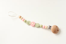 Load image into Gallery viewer, Personalised Floral Silicone & Wooden Dummy clip