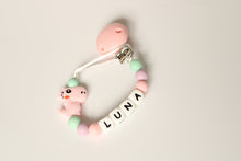 Load image into Gallery viewer, Personalised Dummy clip Pink Dinosaur
