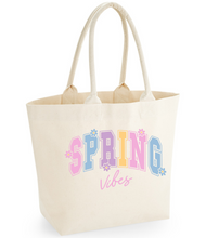 Load image into Gallery viewer, Beach Bag - Spring vibes slogan