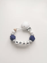 Load image into Gallery viewer, Personalised Silicone dummy clip- Hexagon beads - More colors available