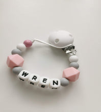 Load image into Gallery viewer, Rose Pink & Grey Dummy clip