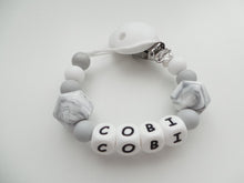 Load image into Gallery viewer, Personalised Silicone dummy clip- Hexagon beads - More colors available
