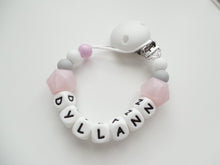 Load image into Gallery viewer, Personalised Silicone dummy clip- Hexagon beads - More colors available