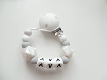 Load image into Gallery viewer, Personalised Dummy clip and Teething ring set - More colors available