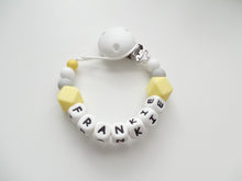 Load image into Gallery viewer, Personalised Silicone dummy clip- Hexagon beads - More colors available