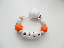 Load image into Gallery viewer, Personalised Silicone dummy clip- Hexagon beads - More colors available
