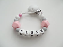 Load image into Gallery viewer, Personalised Silicone dummy clip- Hexagon beads - More colors available