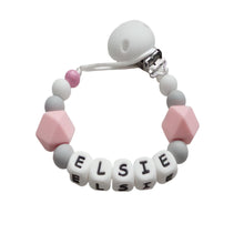 Load image into Gallery viewer, Rose Pink & Grey Dummy clip
