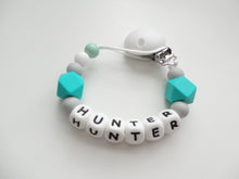 Load image into Gallery viewer, Personalised Silicone dummy clip- Hexagon beads - More colors available