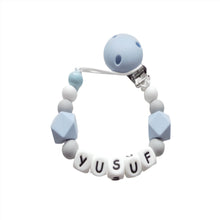 Load image into Gallery viewer, Pale Blue Personalised Dummy clip