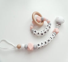 Load image into Gallery viewer, Personalised Dummy clip & Teething ring