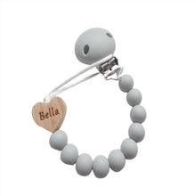 Load image into Gallery viewer, Engraved Heart Silicone Dummy clip- Light Grey