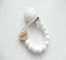 Load image into Gallery viewer, Personalised white dummy clip