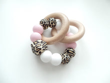 Load image into Gallery viewer, Teething Rattle Toy - Leopard print, Pink & White