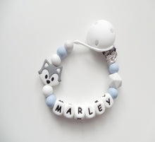 Load image into Gallery viewer, Personalised Fox Dummy clip - Pale Blue