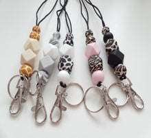 Load image into Gallery viewer, Teachers Lanyard, Beaded Lanyard Safari Prints