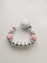 Load image into Gallery viewer, Personalised Dummy clip and Teething ring set - Elephant - More colors available