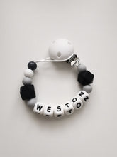 Load image into Gallery viewer, Personalised Dummy clip and Teething ring set - Elephant - More colors available