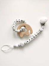 Load image into Gallery viewer, Personalised Dummy clip and Teething ring set - Elephant - More colors available
