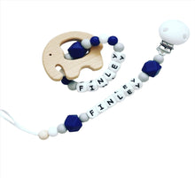 Load image into Gallery viewer, Personalised Dummy clip & Elephant Teether