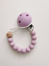 Load image into Gallery viewer, Engraved Name Silicone Dummy clip- Lilac