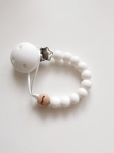 Load image into Gallery viewer, Engraved Name Silicone Dummy clip- White