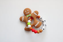 Load image into Gallery viewer, Personalised Silicone Christmas Gingerbread Man Teething Ring