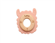 Load image into Gallery viewer, Personalised Lama Teething Ring - Dusky Pink