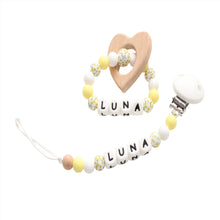 Load image into Gallery viewer, Personalised Floral Dummy clip & Teething ring Gift set