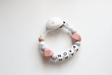 Load image into Gallery viewer, Personalised Silicone dummy clip- Hexagon beads - More colors available