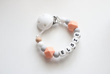 Load image into Gallery viewer, Personalised Silicone dummy clip- Hexagon beads - More colors available