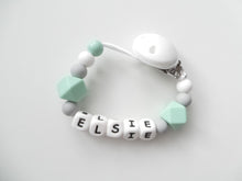 Load image into Gallery viewer, Personalised Silicone dummy clip- Hexagon beads - More colors available