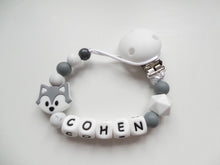 Load image into Gallery viewer, Personalised Fox Dummy clip- Grey & Marble