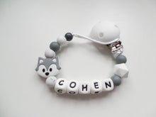Load image into Gallery viewer, Personalised Fox Dummy clip- Grey & Marble