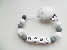 Load image into Gallery viewer, Personalised Dummy clip - Marble & Grey