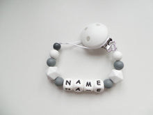Load image into Gallery viewer, Personalised Dummy clip - Marble & Grey