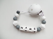 Load image into Gallery viewer, Personalised Dummy clip - Marble & Grey