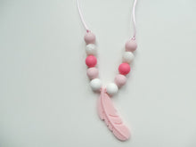 Load image into Gallery viewer, Kids Silicone Necklace Pink Feather
