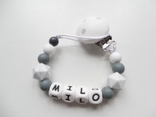 Load image into Gallery viewer, Personalised Dummy clip - Marble & Grey
