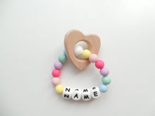 Load image into Gallery viewer, Personalised Rainbow Teething Ring - Heart
